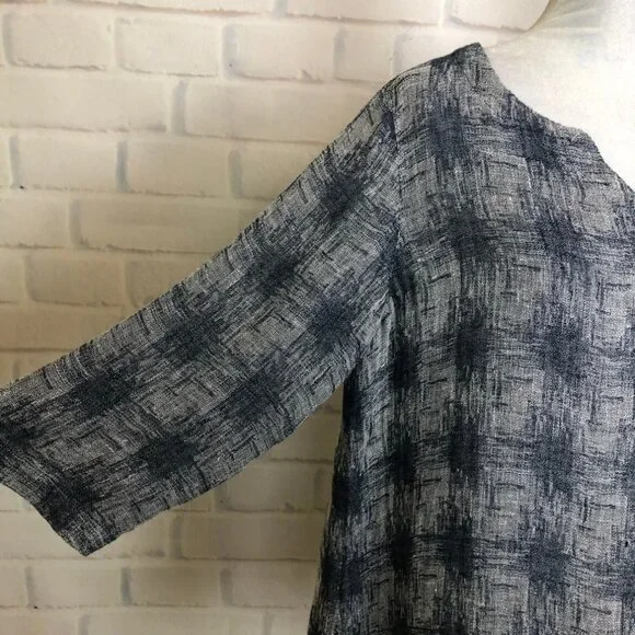 J Jill Pure Jill Linen Blend Blouse Petite Size PM Blue Gray - Picture 5 of 9